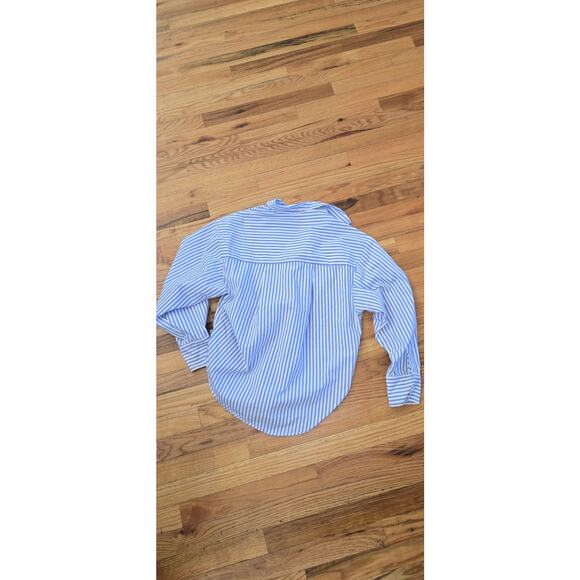 Express Womens Blue White Striped Boyfriend Portofino Buttondown Shirt Size XS - Picture 6 of 8